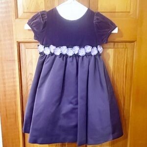 Greendog Girls Sz 3T Dress Lavender Purple Sequin Taffeta Floral Bow Formal